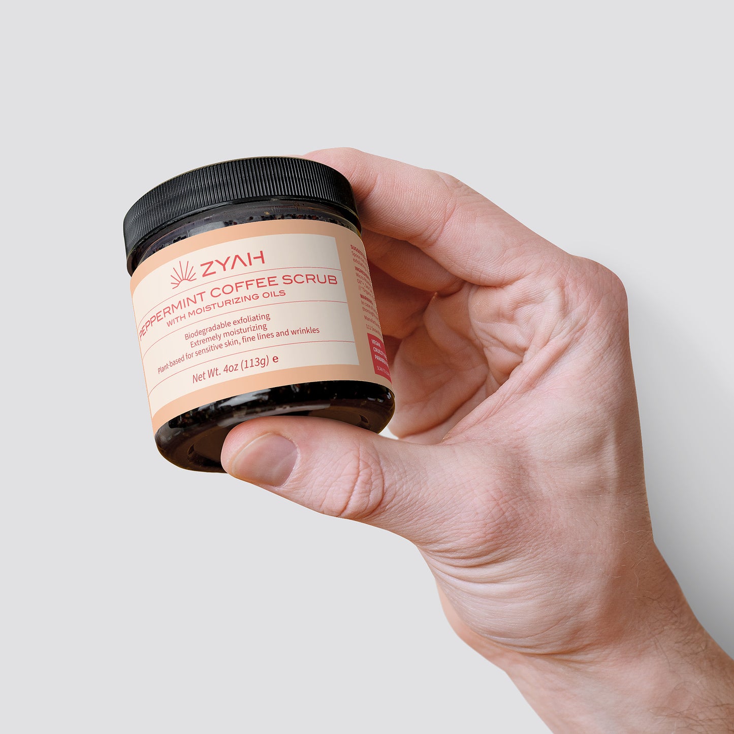 ZYAH Peppermint Coffee Scrub Botanical Skincare back side