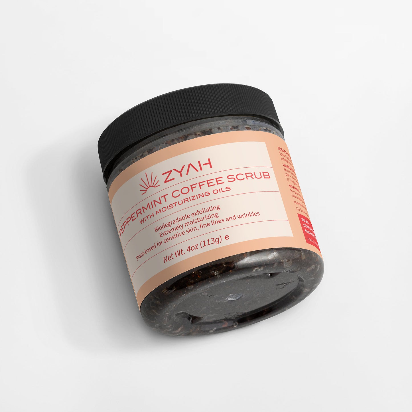 ZYAH Peppermint Coffee Scrub Botanical Skincare detail