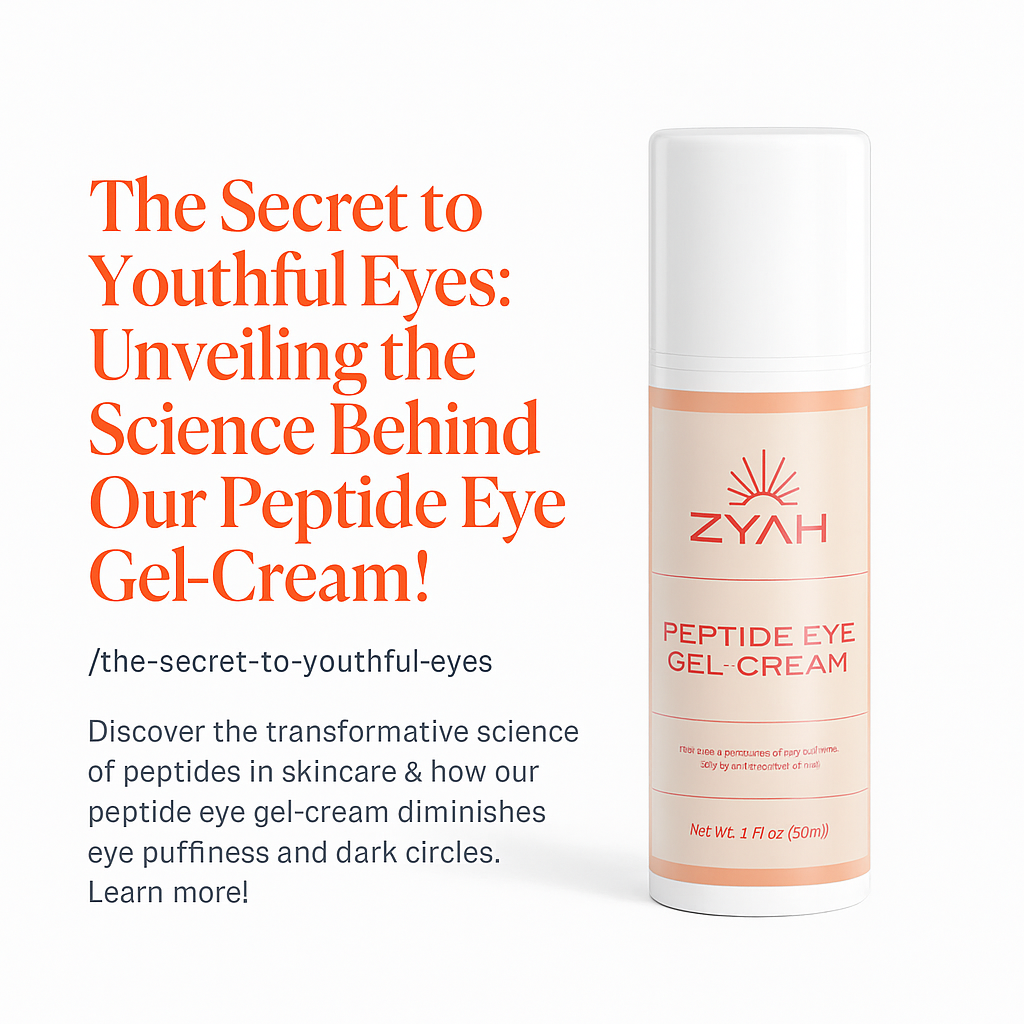Zyah Beauty Peptide Eye Gel-Cream bottle — anti-aging eye treatment that reduces puffiness and fine lines