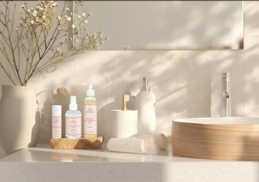Zyah Beauty clean skincare products used in a calming self-care ritual.